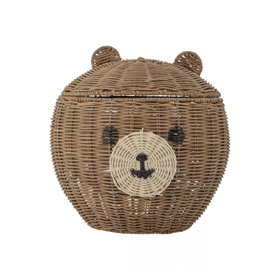 Lilu Bear Rattan Basket w. Lid