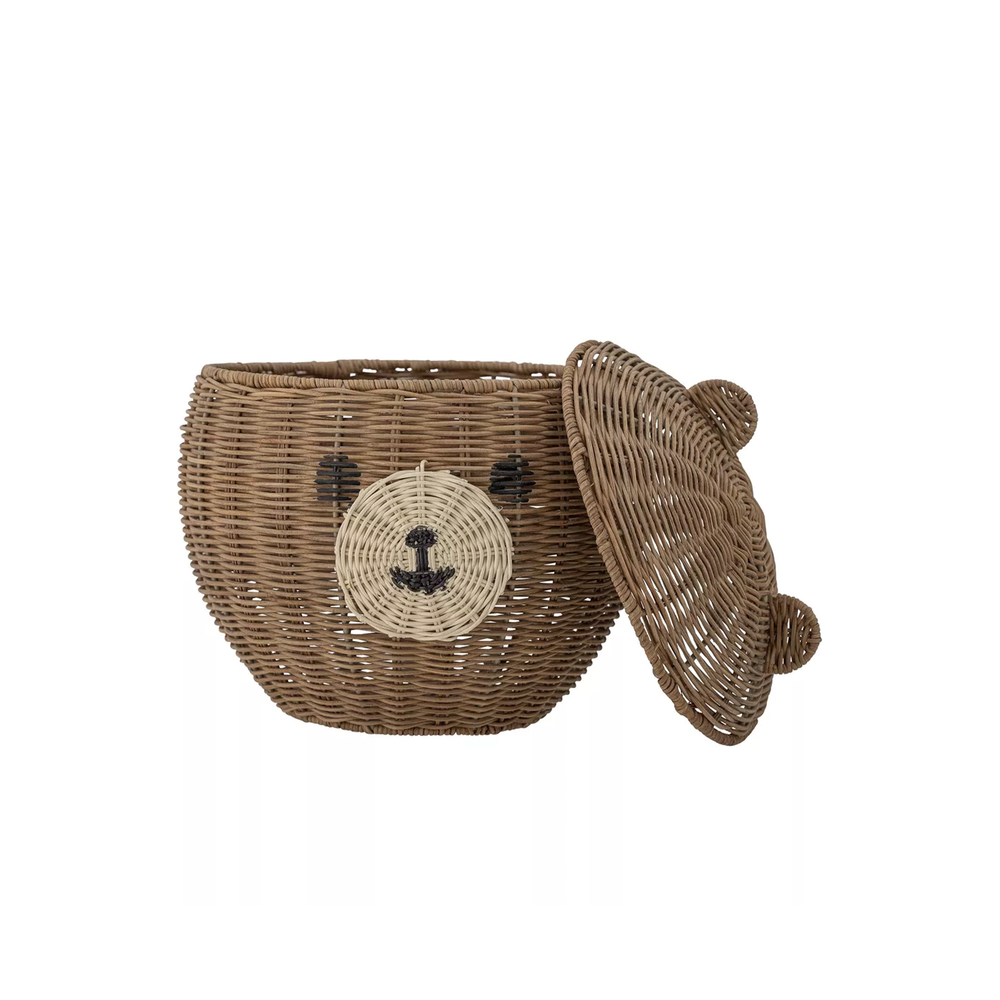 Lilu Bear Rattan Basket w. Lid