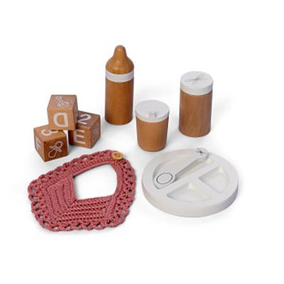 Wooden Role Play Doll Feeding Set